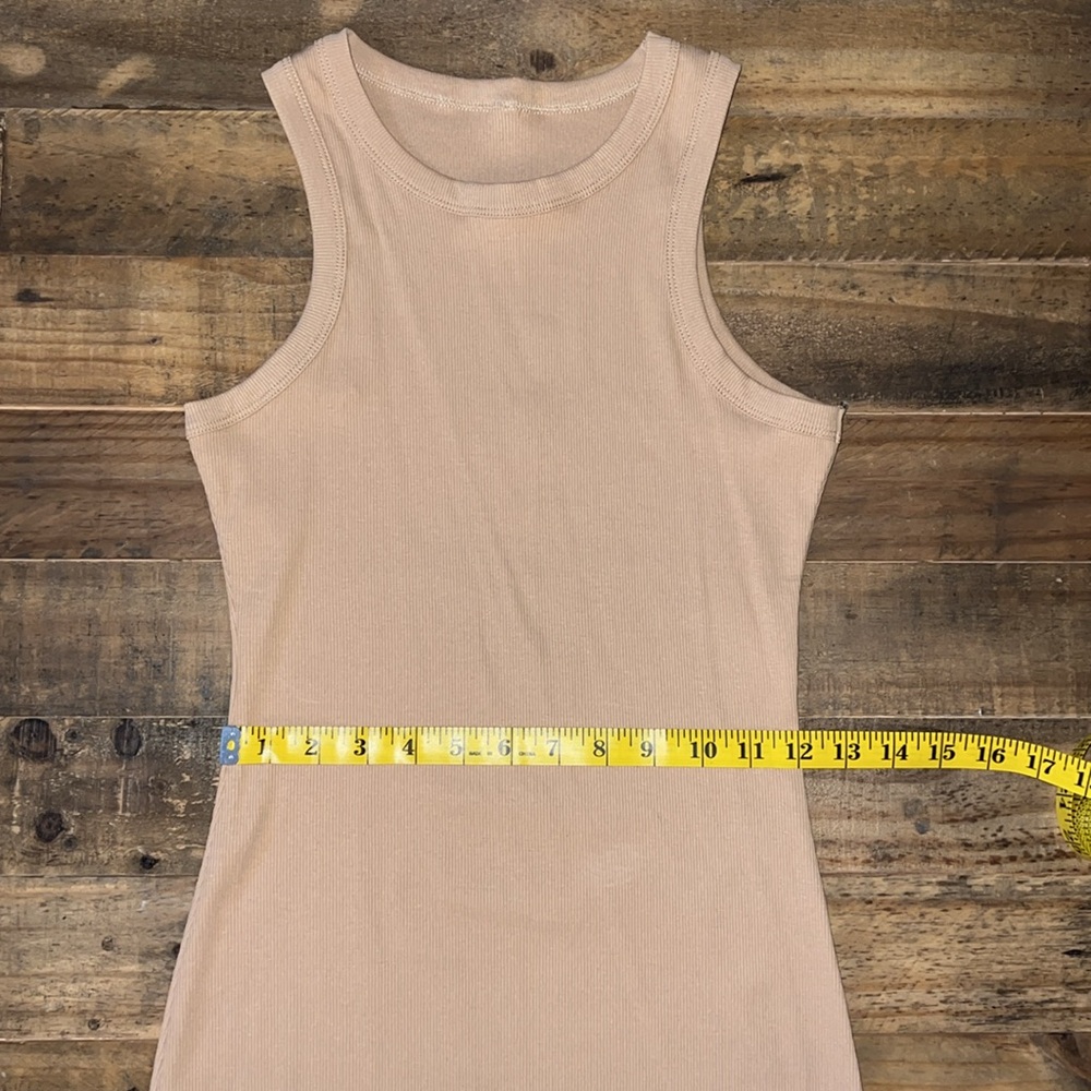 Tan Ribbed Mini Dress - Picture 3 of 5